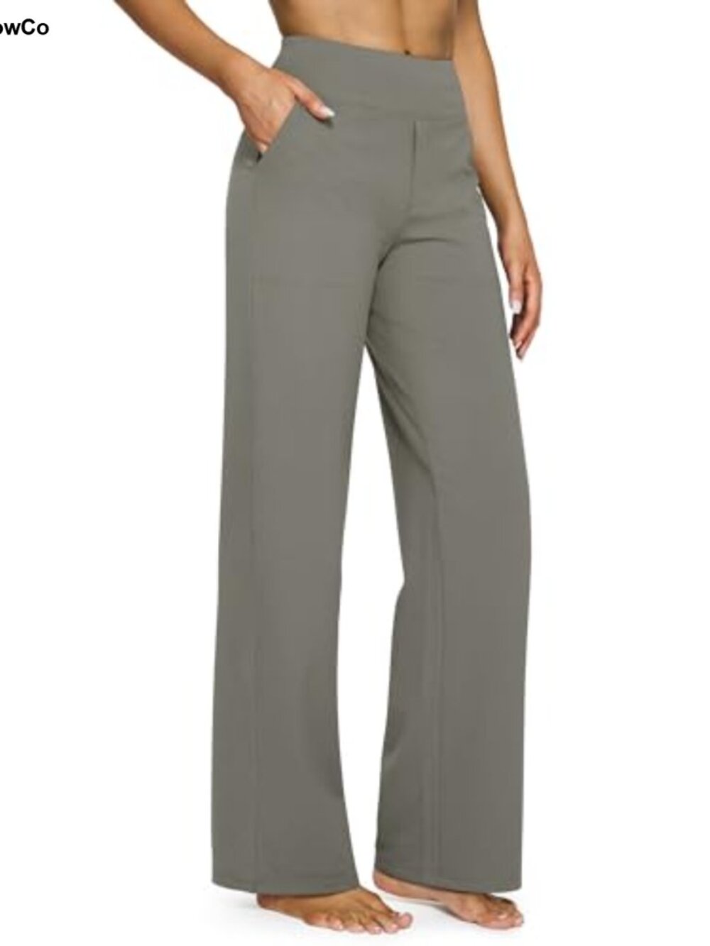 Wide Leg Yoga Pants High Waisted Pockets Pull On Palazzo Pants